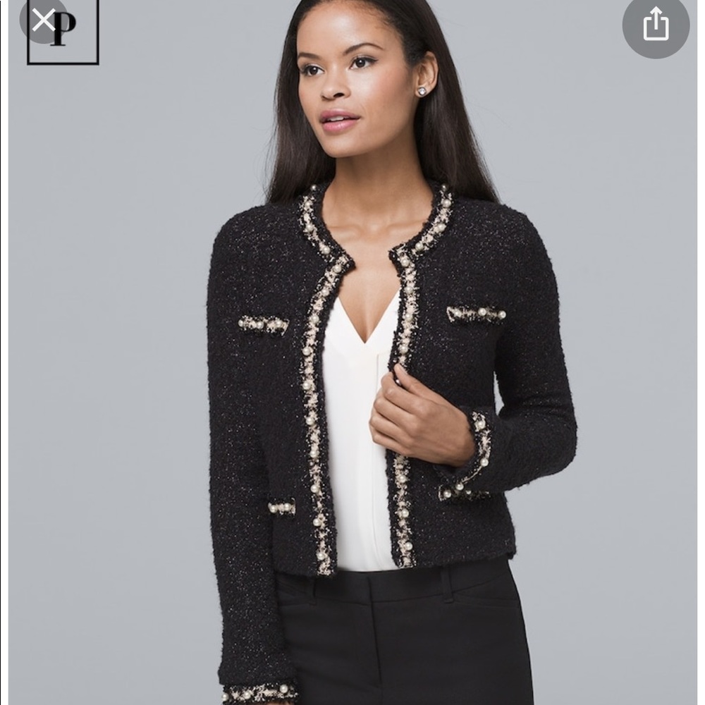 White House black market novelty pearl jacket